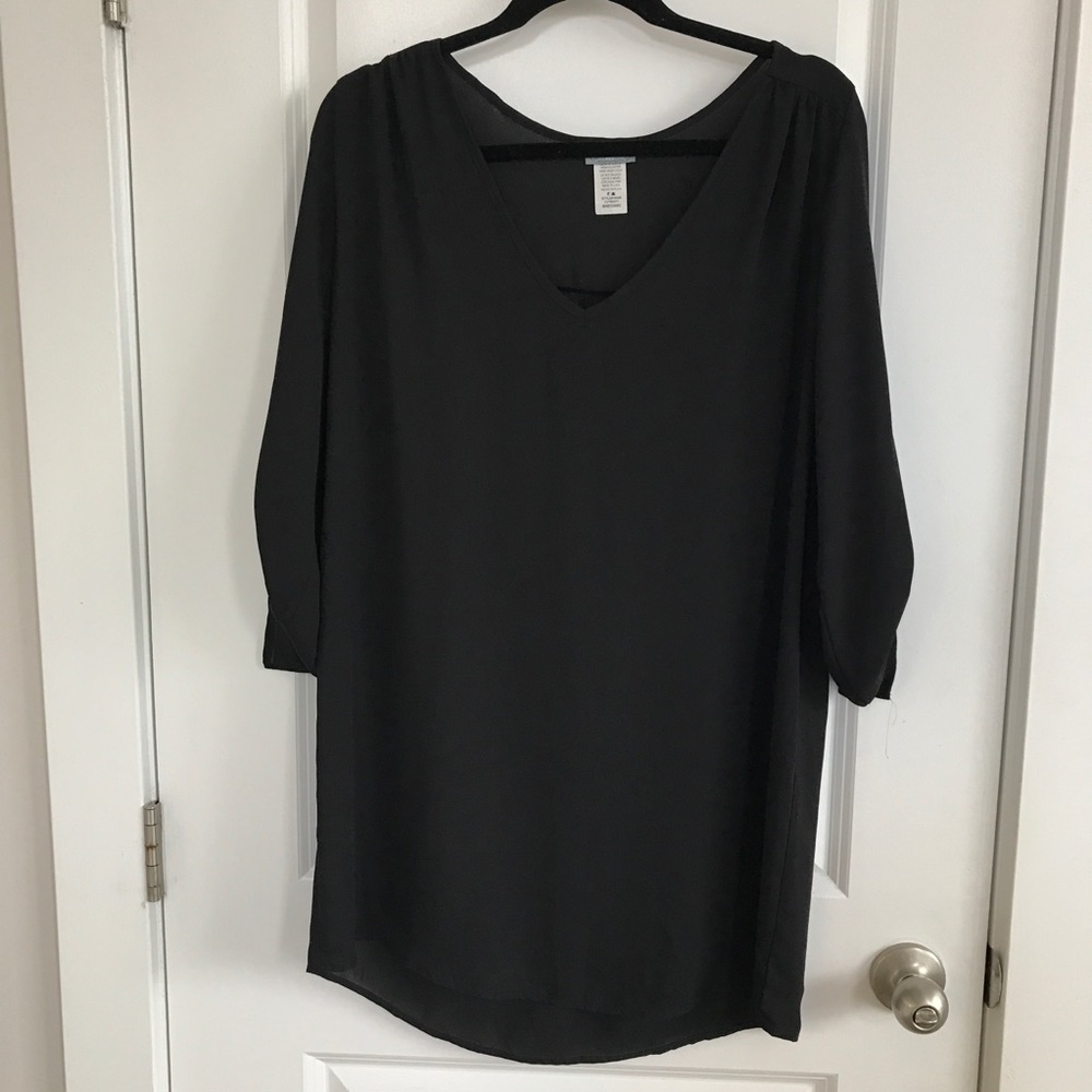 Francesca’s Black Long Sleeve Blouse